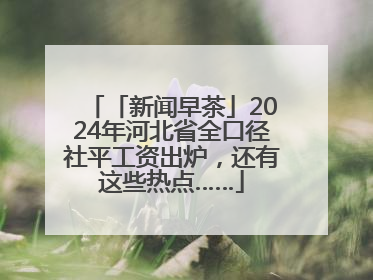 「新闻早茶」2024年河北省全口径社平工资出炉，还有这些热点……