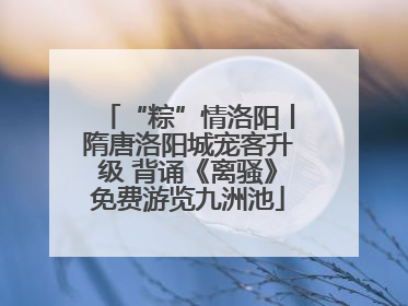 “粽”情洛阳丨隋唐洛阳城宠客升级 背诵《离骚》免费游览九洲池