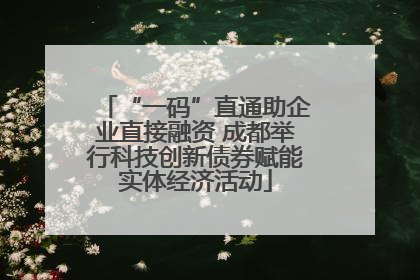 “一码”直通助企业直接融资 成都举行科技创新债券赋能实体经济活动