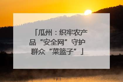 瓜州：织牢农产品“安全网”守护群众“菜篮子”