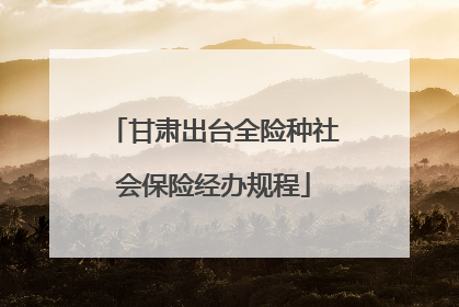 甘肃出台全险种社会保险经办规程