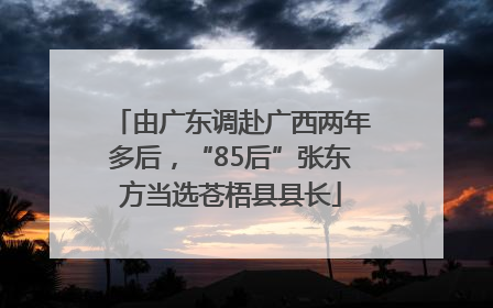 由广东调赴广西两年多后，“85后”张东方当选苍梧县县长