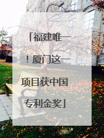 福建唯一！厦门这一项目获中国专利金奖