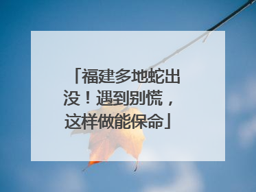 福建多地蛇出没！遇到别慌，这样做能保命