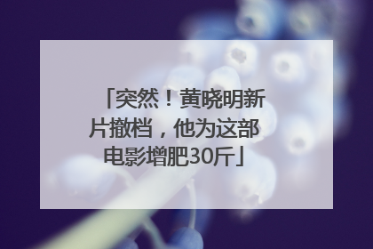 突然！黄晓明新片撤档，他为这部电影增肥30斤