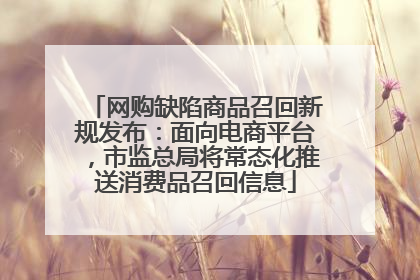 网购缺陷商品召回新规发布：面向电商平台，市监总局将常态化推送消费品召回信息