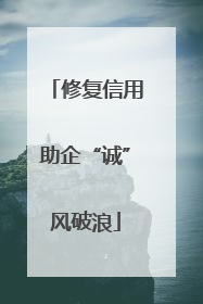 修复信用助企“诚”风破浪