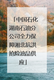 中国石化湖南石油分公司全力保障湘北抗洪抢险油品供应