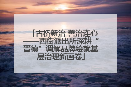 古桥新治 善治连心——西街派出所深耕“晋德”调解品牌绘就基层治理新画卷