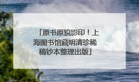 原书原貌影印！上海图书馆藏明清珍稀稿钞本整理出版