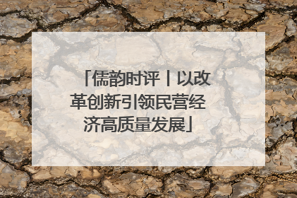 儒韵时评丨以改革创新引领民营经济高质量发展