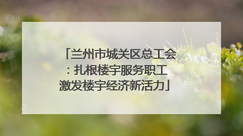 兰州市城关区总工会：扎根楼宇服务职工 激发楼宇经济新活力