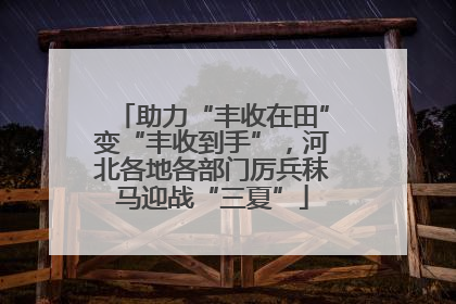 助力“丰收在田”变“丰收到手”，河北各地各部门厉兵秣马迎战“三夏”