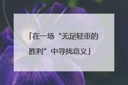 在一场“无足轻重的胜利”中寻找意义