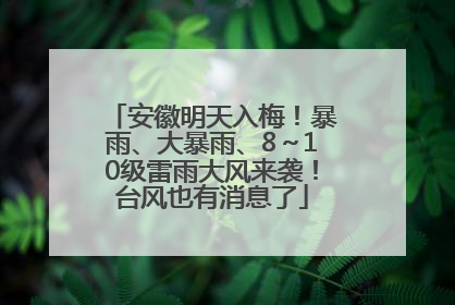 安徽明天入梅！暴雨、大暴雨、8～10级雷雨大风来袭！台风也有消息了