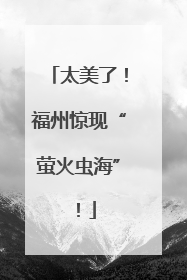 太美了！福州惊现“萤火虫海”！