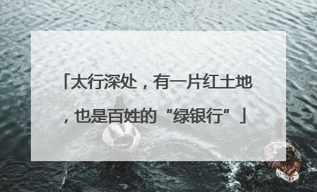 太行深处，有一片红土地，也是百姓的“绿银行”