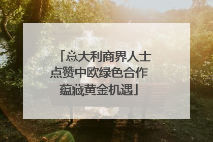 意大利商界人士点赞中欧绿色合作蕴藏黄金机遇