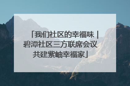 我们社区的幸福味｜碧潭社区三方联席会议共建紫岫幸福家