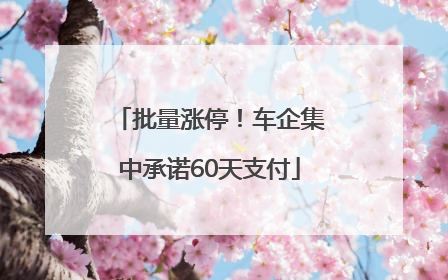 批量涨停！车企集中承诺60天支付