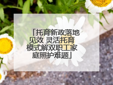 托育新政落地见效 灵活托育模式解双职工家庭照护难题