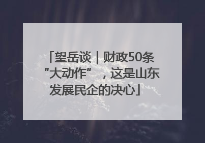 望岳谈｜财政50条“大动作”，这是山东发展民企的决心
