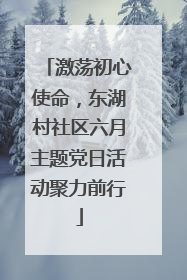 激荡初心使命，东湖村社区六月主题党日活动聚力前行