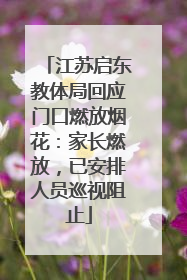 江苏启东教体局回应门口燃放烟花：家长燃放，已安排人员巡视阻止