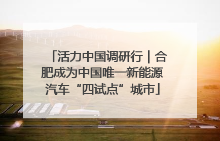 活力中国调研行｜合肥成为中国唯一新能源汽车“四试点”城市