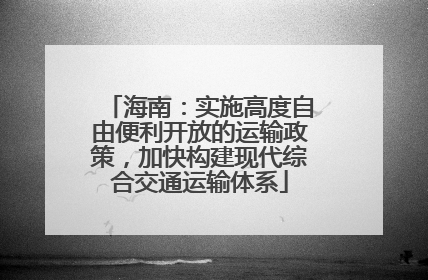 海南：实施高度自由便利开放的运输政策，加快构建现代综合交通运输体系