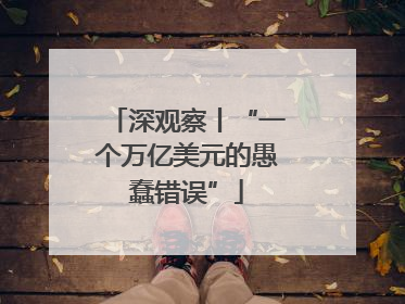 深观察丨“一个万亿美元的愚蠢错误”