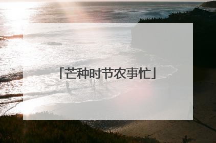 芒种时节农事忙