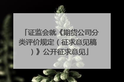 证监会就《期货公司分类评价规定（征求意见稿）》公开征求意见