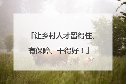 让乡村人才留得住、有保障、干得好！