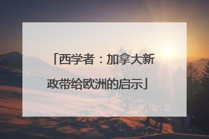 西学者：加拿大新政带给欧洲的启示