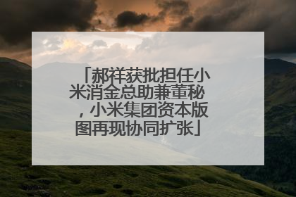 郝祥获批担任小米消金总助兼董秘，小米集团资本版图再现协同扩张