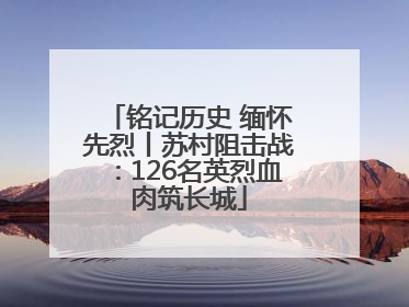 铭记历史 缅怀先烈丨苏村阻击战：126名英烈血肉筑长城