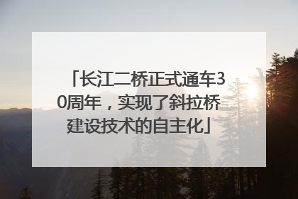 长江二桥正式通车30周年，实现了斜拉桥建设技术的自主化