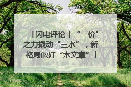 闪电评论丨“一价”之力撬动“三水”，新格局做好“水文章”