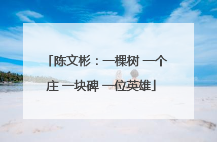 陈文彬：一棵树 一个庄 一块碑 一位英雄
