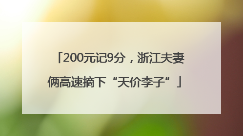 200元记9分，浙江夫妻俩高速摘下“天价李子”