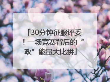30分钟征服评委！一场竞赛背后的“政”能量大比拼
