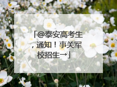 @泰安高考生，通知！事关军校招生→